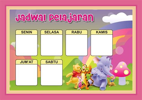 jadwal pelajaran sd template